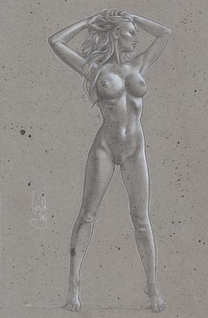 On her tippy toes nude art by Jeff Lafferty