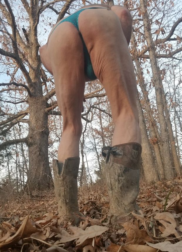 Horny hiking in thong