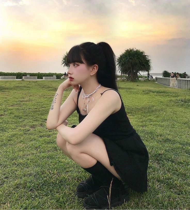 Crouching, hidden Asian goth babe