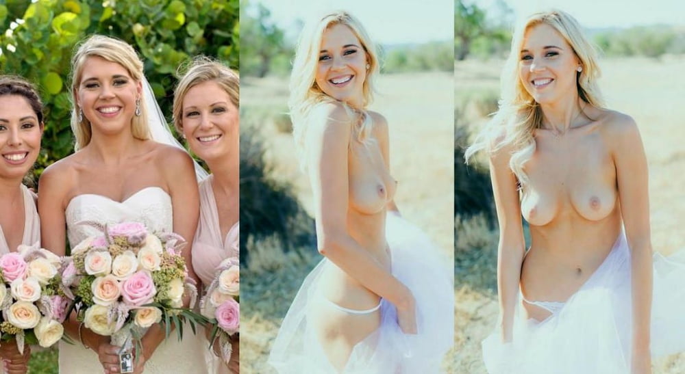 Bride shows off almost nude.