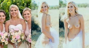 Bride shows off almost nude.