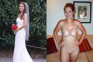 Those are some extra large boobs on this nude bride.