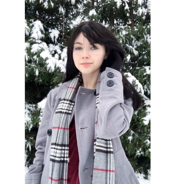 Cute brunette in winter