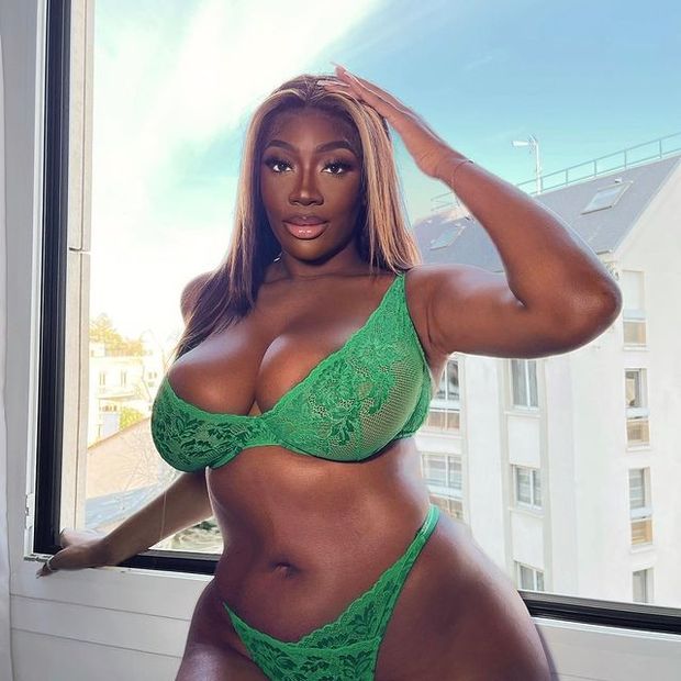 Shani Jamilah in Lounge Green bra and panties