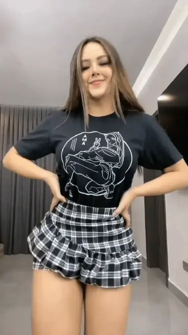slut with short skirt dances and films herself to send the video to her boyfriend's friend