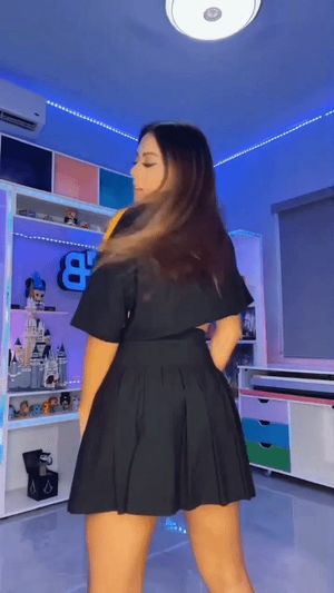 slut with short skirt dances and films herself to send the video to her boyfriend's friend