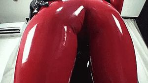 Beautiful ass in red latex