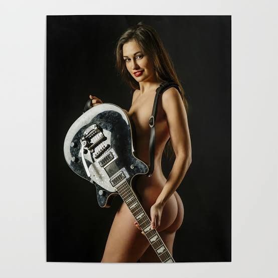 Sexy woman play guitar