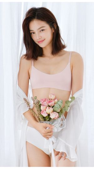 Beautiful Korean holding flowers