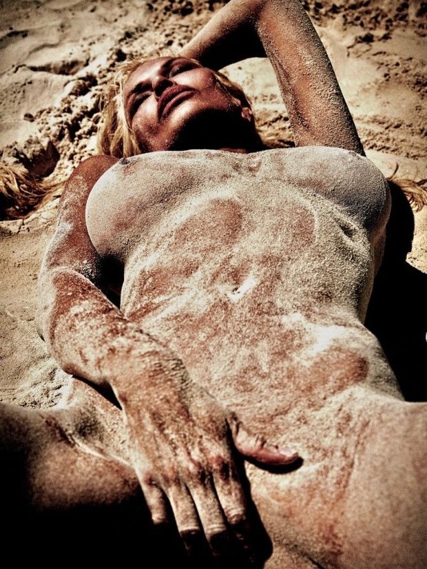 Covered in sand