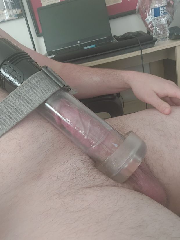 Pumping up penis daily exercises. Will you sit on it for me?