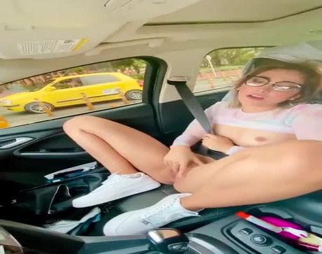 Shameless daring public car masturbation