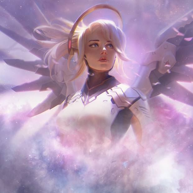 Mercy from Overwatch clothed.