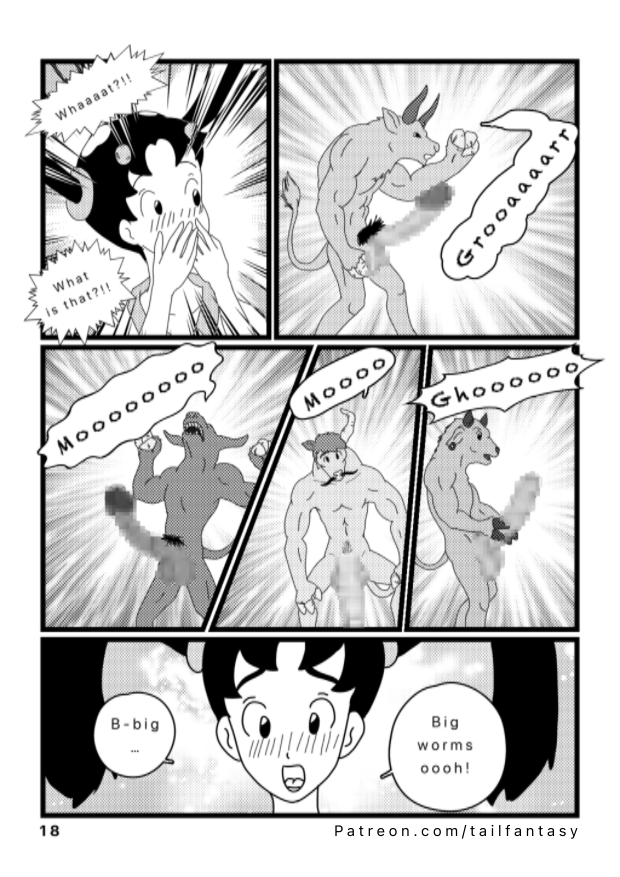 Demon woman surprised firt time meeting cocks