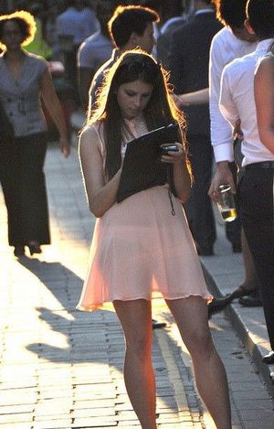 Sexy perfect legs with a seethrough dress in public voyeurism