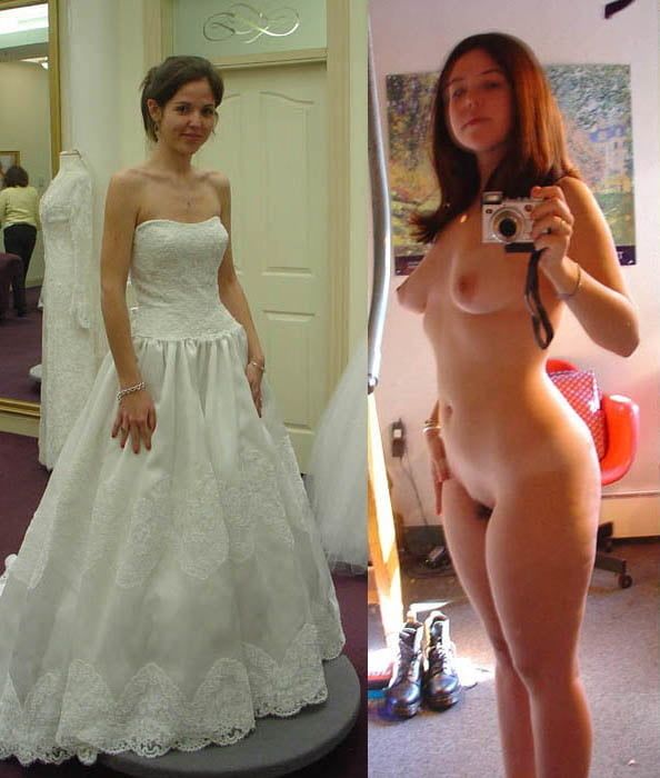 Nude bride takes her own picture for us.