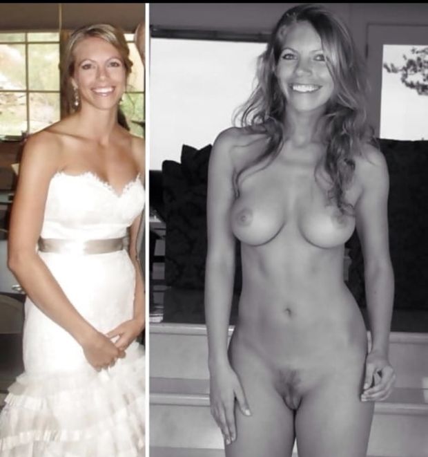 A very happy nude bride.