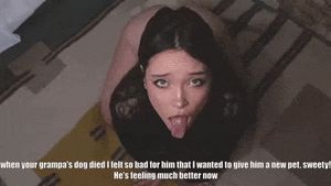 My hot girlfriend being a good pet for my horny grandfather