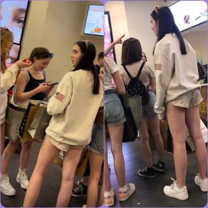 Teen in shorts and nice butt and legs