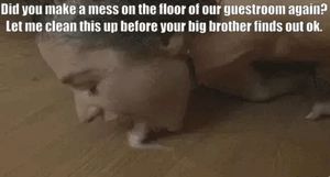 My girlfriend knows that I hate it when my lil brother makes a mess. She doesn't mind so much