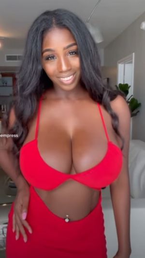 Ellie Mae big boobs red dress