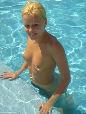 Nice blone in the pool