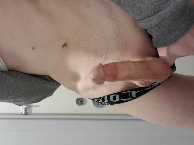 Sissy showing cock in panties