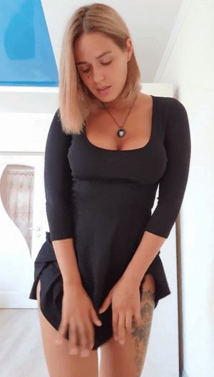 big tits blonde up short dress