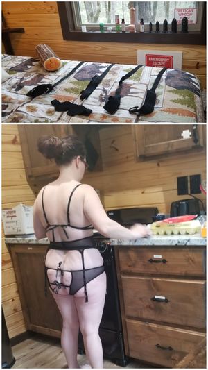 Spending 3 day's in a cabin in the woods. Who want to come have their way with her?