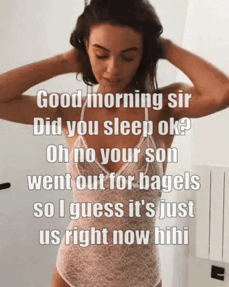 My girlfriend greeting my dad in the morning when I'm gone.