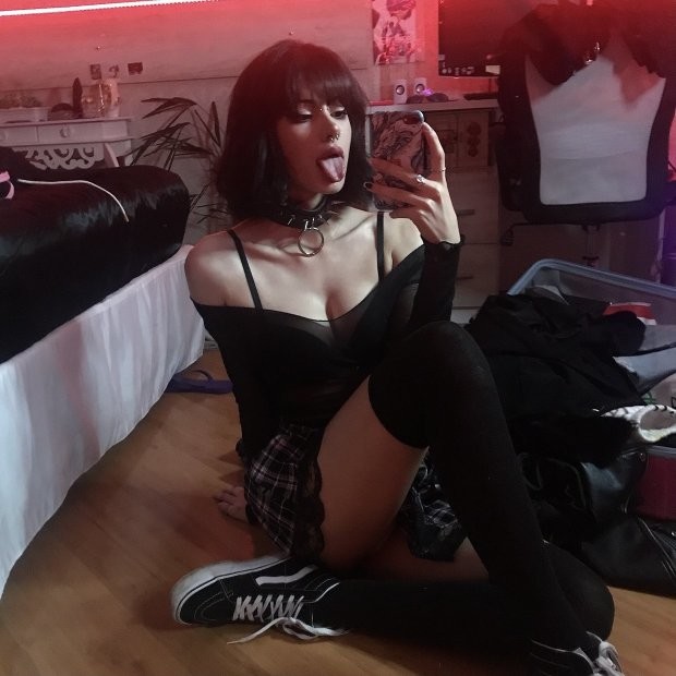 Goth tongue out