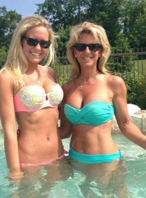 Blonde beauties cooling off.