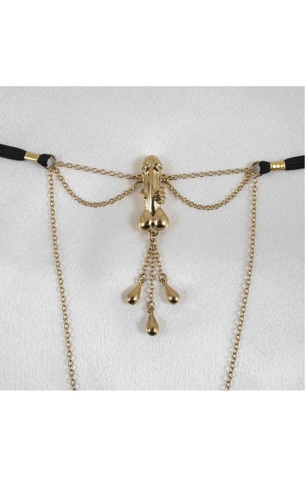 Enchanted - Gold Vagina Jewelry with Penis Charm