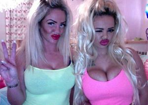 Mother/daughter busty bimbos.