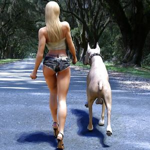 Big dog walking his sexy bitch!