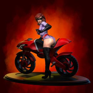 Elastigirl with motorcycle