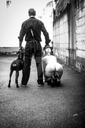 Woman being used as a pet