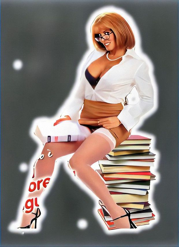 Hot female teacher Milly very sensually lifts her skirt to show off her spicy nylons and tight tiger panties!