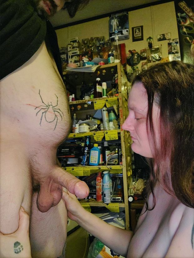 My wife going to suck his monster cock