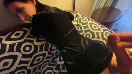 slut in tight black mini dress gets in doggy position to get her ass broken - visit pornhub user: francescaboy