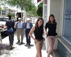 Teens flashing pussy to customers