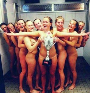 Danish Handball team victory pose.