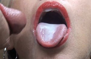 Tongue out cumshot