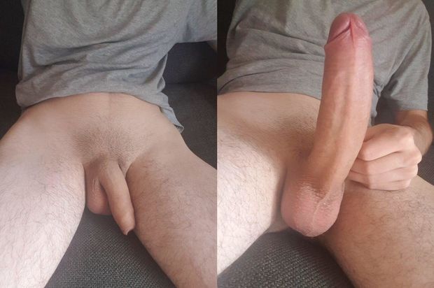 Huge cock, soft to hard