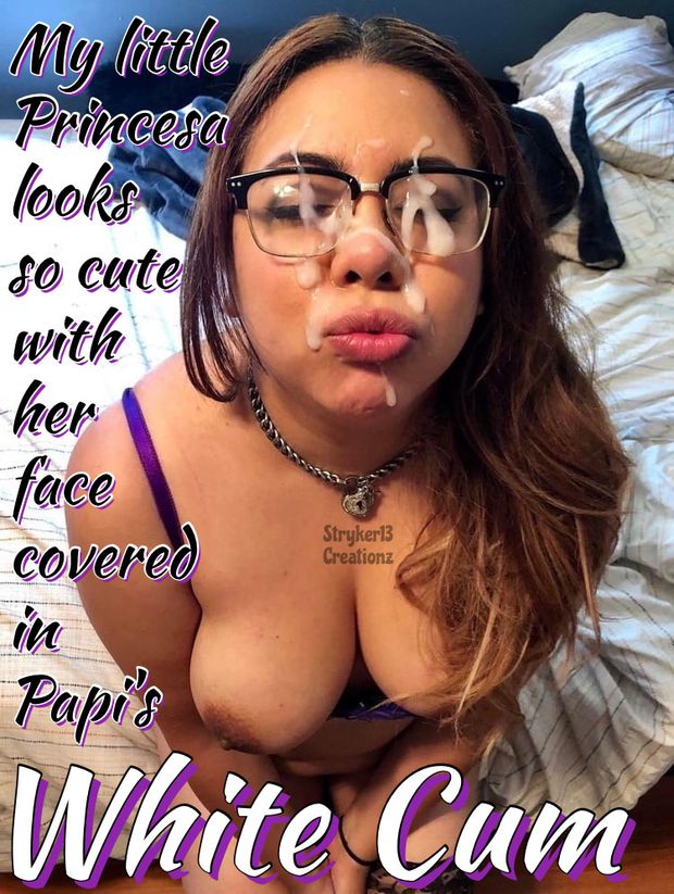 My Little Princesa Looks So Cute With Her Face Covered In Papi’s White Cum