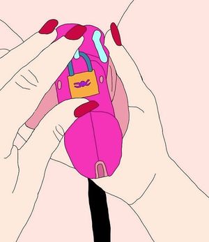 Locking pink cage on tto cock