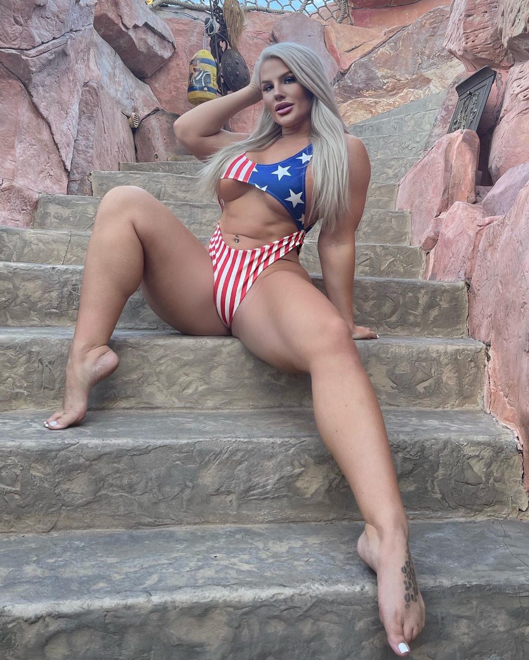 posing on the stairs