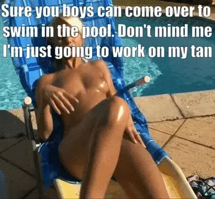 The neighbor's sons often came over for a swim while I was at work