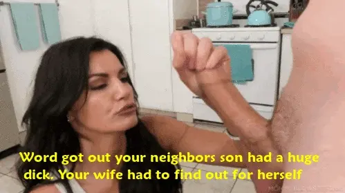 Cheating wife licks neighbor's son's dick