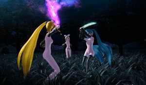 Nude Hatsune Miku duel - Knife Project Diva